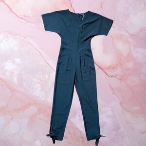 *NEW* CBR V-Neck Dolman Sleeve Cotton/Polyester Jumpsuit Ankle Ties Black Size M